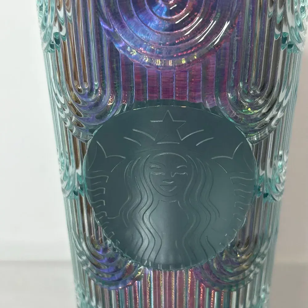 Starbucks Studded Tumbler Set 24oz Iridescent Blue Purple Green Cold Cup Lot